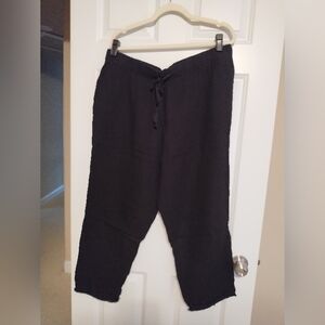 Eileen Fisher Black Organic Cotton Gauze Pants